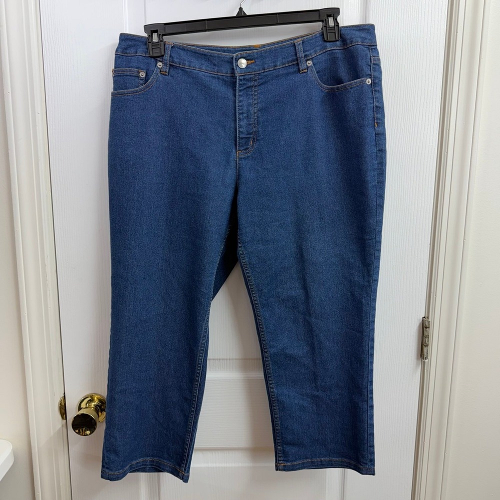 Liz Claiborne New York blue medium wash Jackie cropped stretch jeans pants 16P